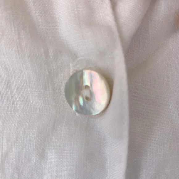 Bryn Walker White Button Down Coastal Beachy Linen Blouse Size L - Picture 7 of 9